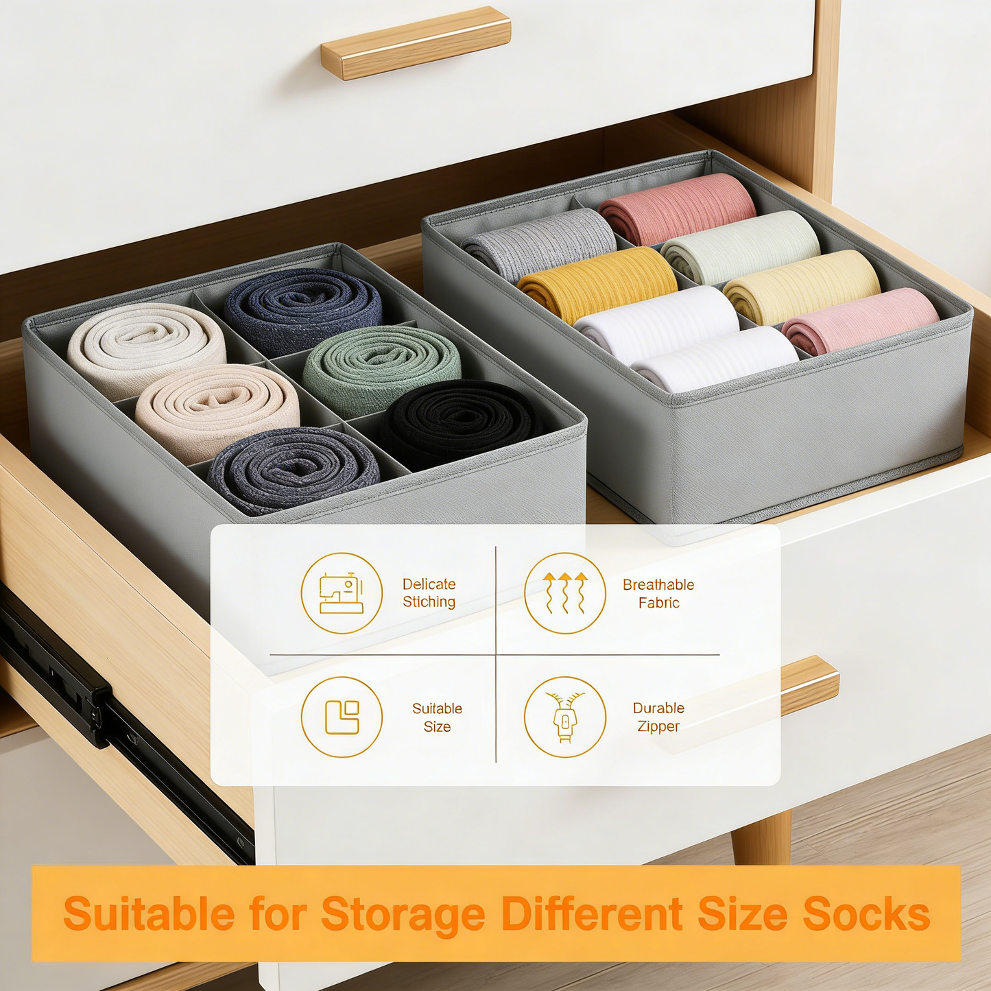 Organizer Divider 2 Packs Underwear Organizer, 24 Cell Closet Organizers and Storage Organizer Sock Holders Organizers for Storing Socks