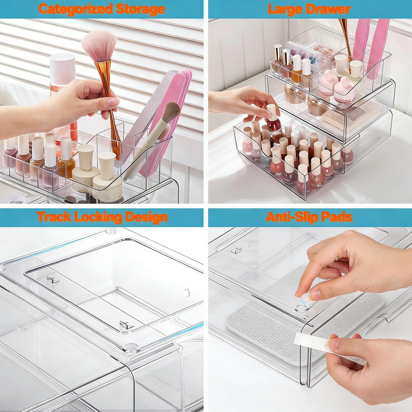 Makeup Organizer with Drawer, Cosmetic Storage for Dresser Countertop and Bathroom Vanity