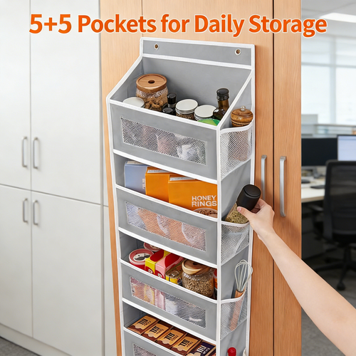 Organizer Storage, 5 Shelf Hanging Door Organizer with 5 Large Capacity Pockets