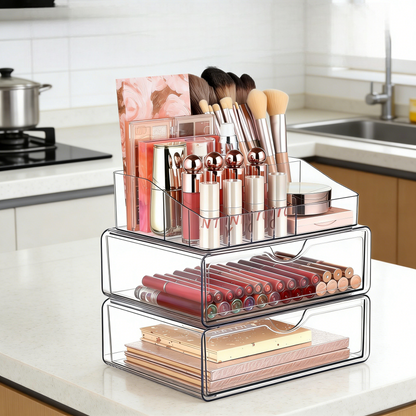 Makeup Organizer with Drawer, Cosmetic Storage for Dresser Countertop and Bathroom Vanity