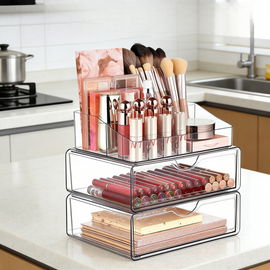 Makeup Organizer with Drawer, Cosmetic Storage for Dresser Countertop and Bathroom Vanity