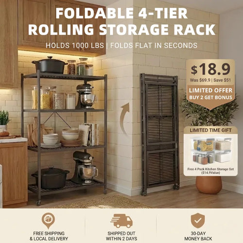 No Assembly Required! 360° Rotating Storage Shelf for Easy Access