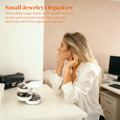ewelry Organizer, Small Jewelry Storage Box Earring Holder for Women, 5-Layer Rotating Travel Jewelry Tray Case with Lid for Bracelets Rings Bracelets