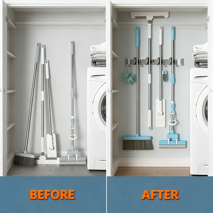 Mop Broom Holder Wall Mount Metal Pantry Organization and Storage Garden Kitchen Tool Organizer Wall Hanger for Home Goods