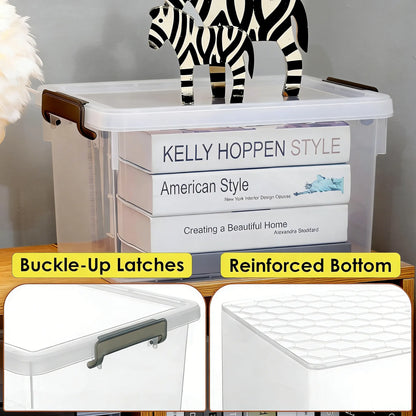 22.2 Qt Plastic Storage Bins, 4-Pack with Lids & Stackable