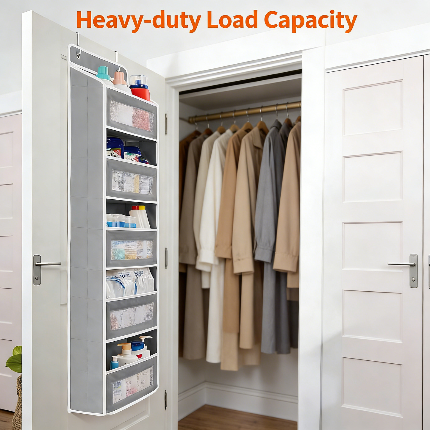 Organizer Storage, 5 Shelf Hanging Door Organizer with 5 Large Capacity Pockets