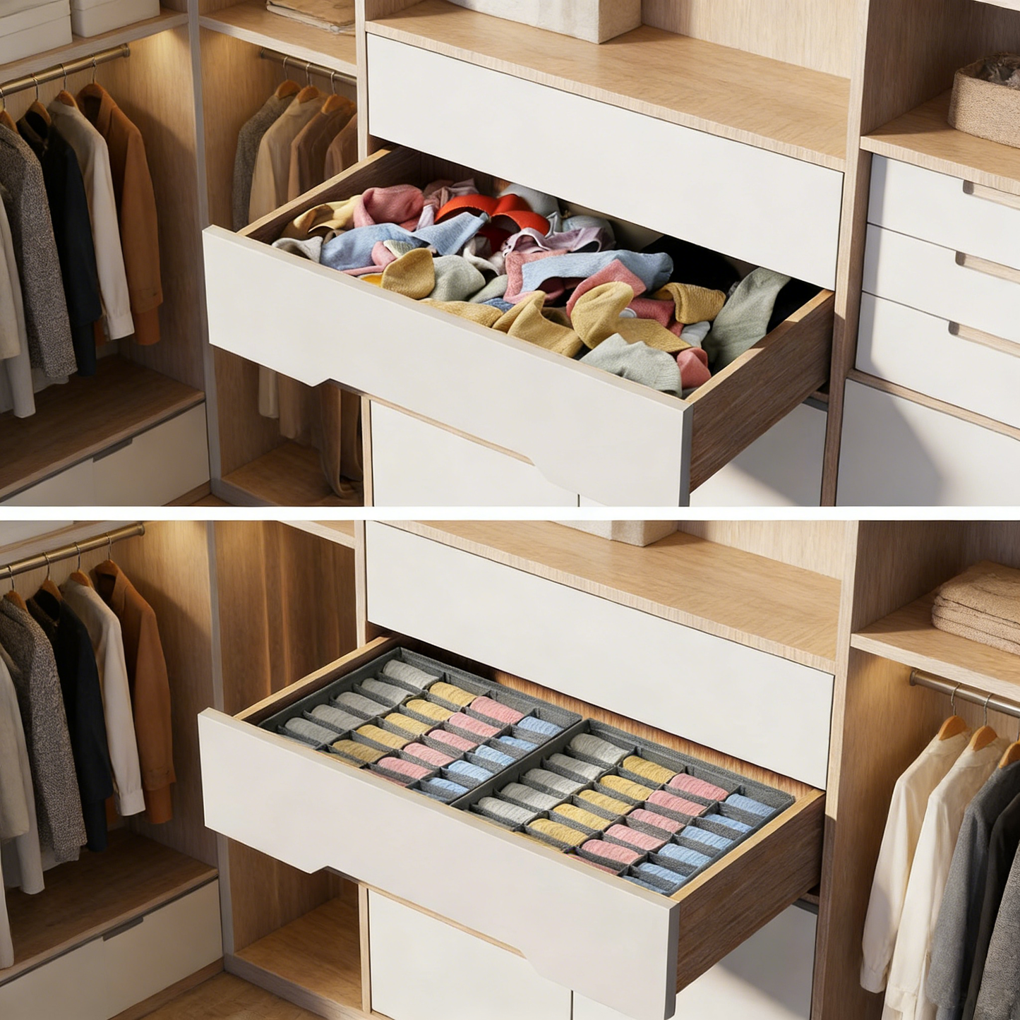 Organizer Divider 2 Packs Underwear Organizer, 24 Cell Closet Organizers and Storage Organizer Sock Holders Organizers for Storing Socks