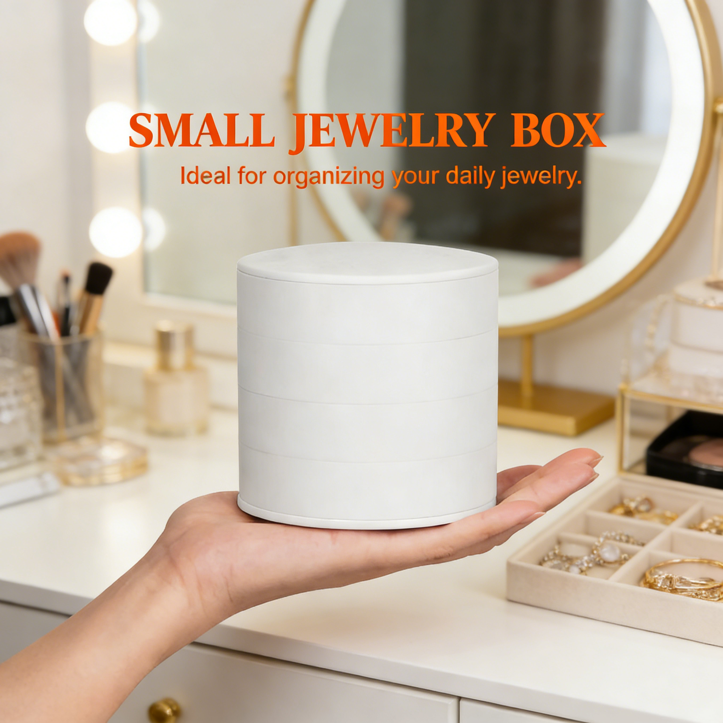 ewelry Organizer, Small Jewelry Storage Box Earring Holder for Women, 5-Layer Rotating Travel Jewelry Tray Case with Lid for Bracelets Rings Bracelets