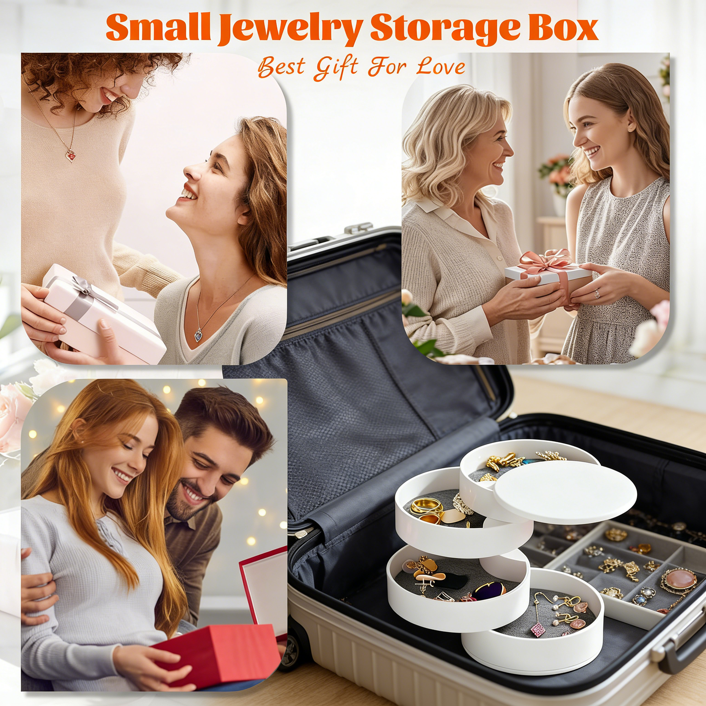 ewelry Organizer, Small Jewelry Storage Box Earring Holder for Women, 5-Layer Rotating Travel Jewelry Tray Case with Lid for Bracelets Rings Bracelets