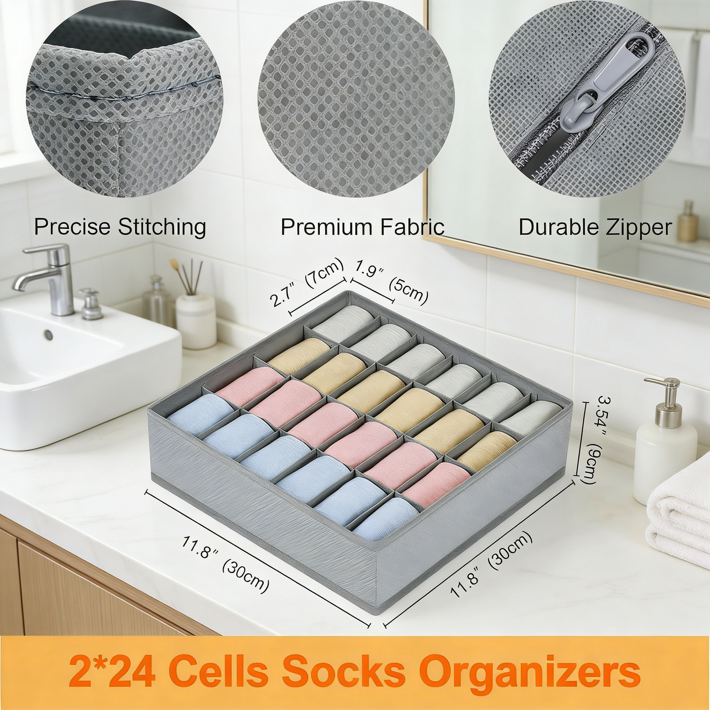Organizer Divider 2 Packs Underwear Organizer, 24 Cell Closet Organizers and Storage Organizer Sock Holders Organizers for Storing Socks