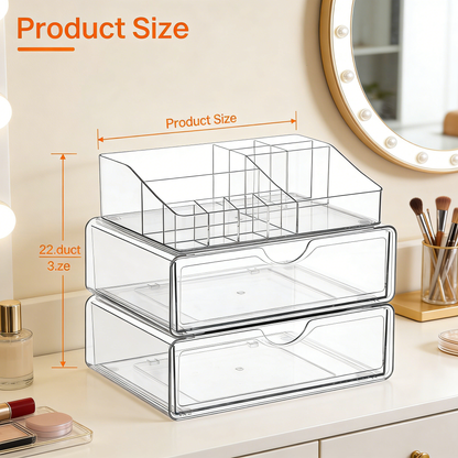 Makeup Organizer with Drawer, Cosmetic Storage for Dresser Countertop and Bathroom Vanity