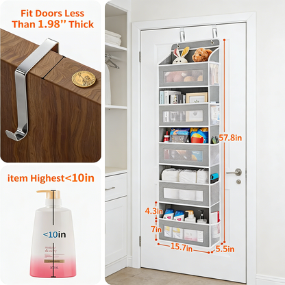 Organizer Storage, 5 Shelf Hanging Door Organizer with 5 Large Capacity Pockets