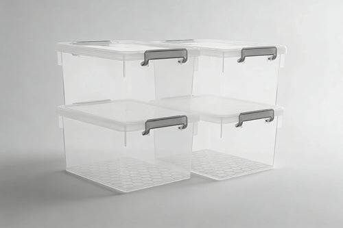 22.2 Qt Plastic Storage Bins, 4-Pack with Lids & Stackable