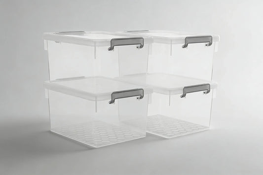 22.2 Qt Plastic Storage Bins, 4-Pack with Lids & Stackable